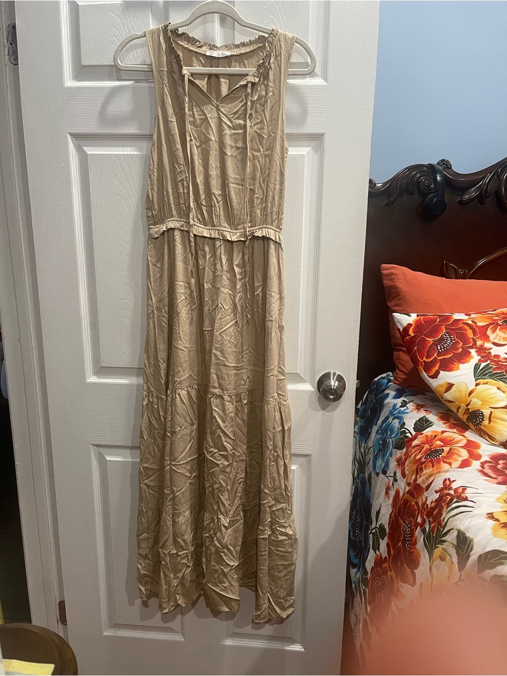 Kirundo Sleeveless Cream Tiered Maxi Dress with Ruffle Detail
